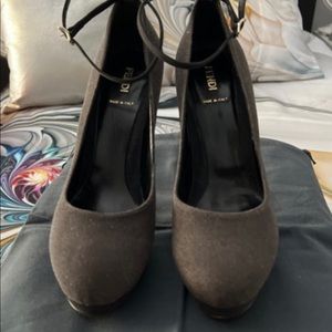 Fendi glitter platform shoe with ankle strap